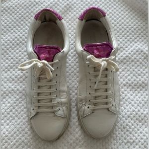 Zespa Aix en Provence White Leather Sneakers with pink snake flashy back